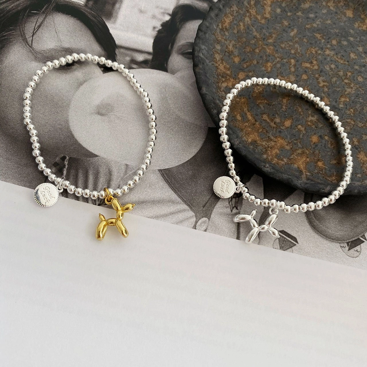 Wholesale S925 Silver Color Smiley Face Ball Bead Bracelet