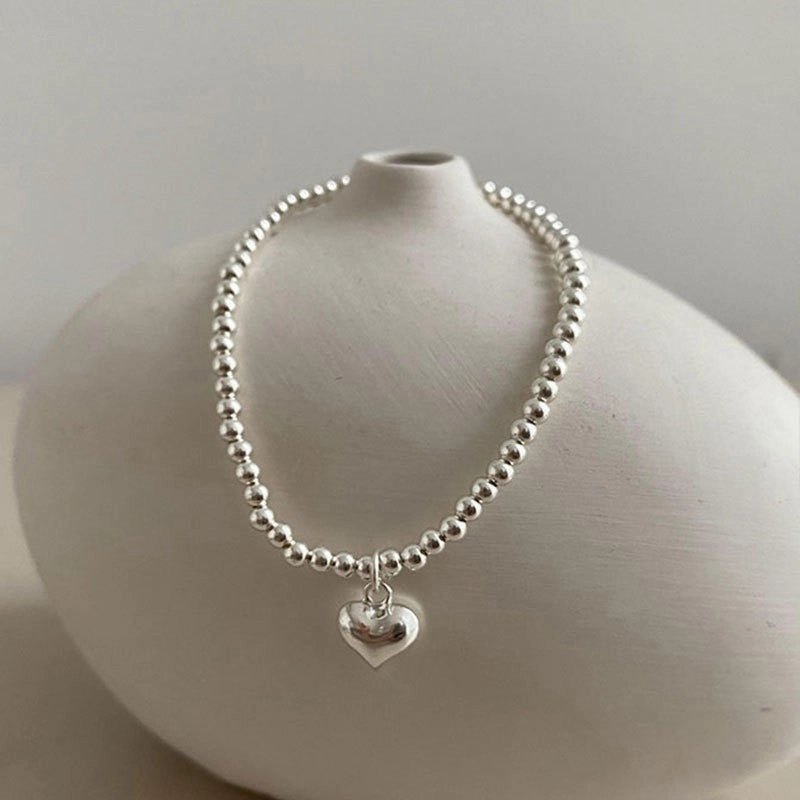 Wholesale S925 Silver Color Smiley Face Ball Bead Bracelet