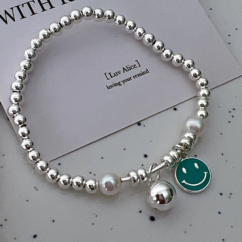 Wholesale S925 Silver Color Smiley Face Ball Bead Bracelet