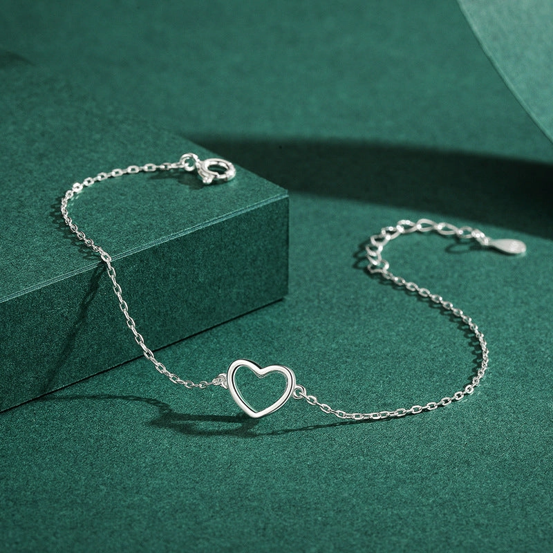 Wholesale s925 Silver Glossy Heart Bracelet OLY-BT-MoD011