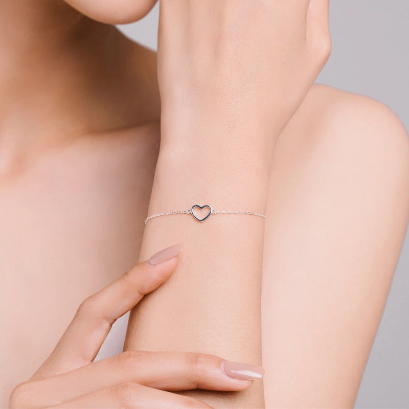 Wholesale s925 Silver Glossy Heart Bracelet OLY-BT-MoD011