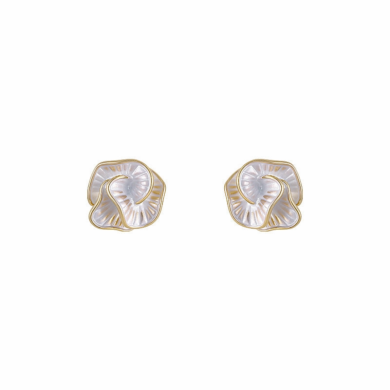 Wholesale S925 silver needle camellia earrings cool style fashion French flower earrings