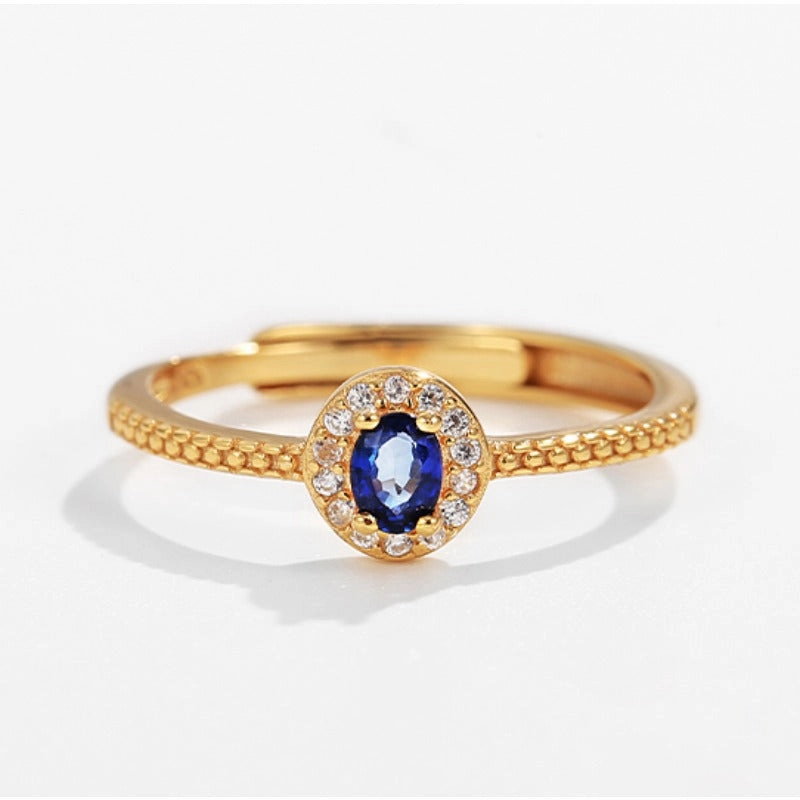 Wholesale S925 Silver Sapphire Adjustable Ring