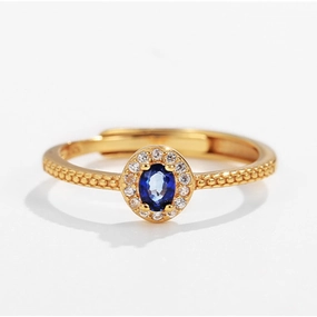 Wholesale S925 Silver Sapphire Adjustable Ring