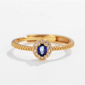 Wholesale S925 Silver Sapphire Adjustable Ring