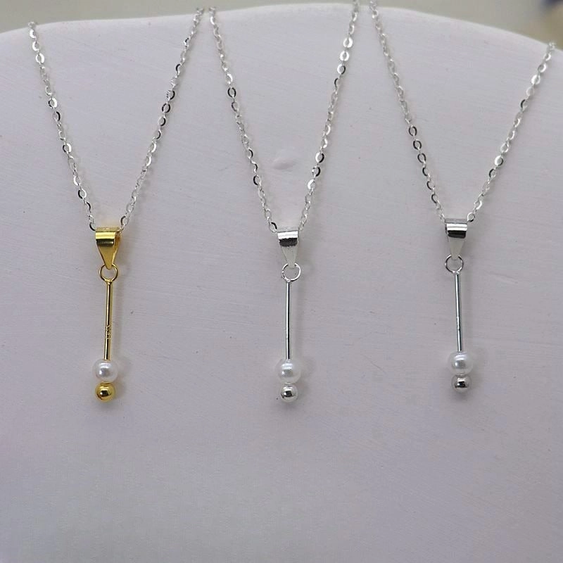 Wholesale S925 Silver Screw Round Bead Necklace Pendant Clasp DIY Accessories