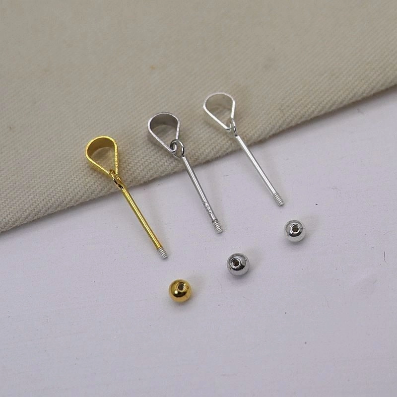 Wholesale S925 Silver Screw Round Bead Necklace Pendant Clasp DIY Accessories