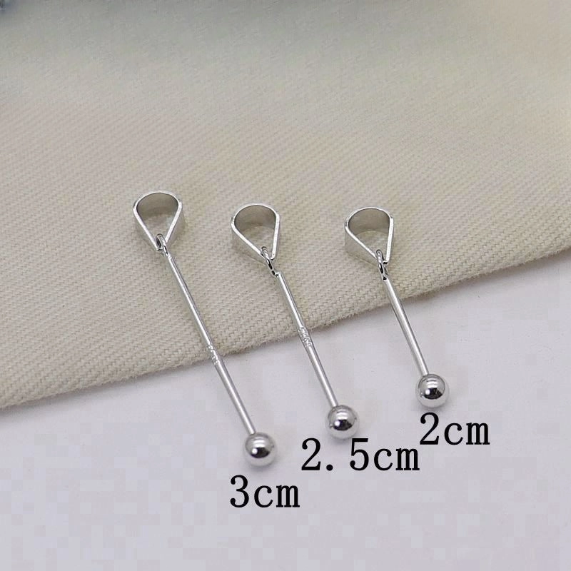 Wholesale S925 Silver Screw Round Bead Necklace Pendant Clasp DIY Accessories