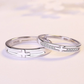 Wholesale S925 sterling silver cross couple ring female and male open ring