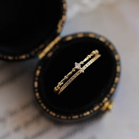 Wholesale S925 Sterling Silver Crown Double Layer Vintage Diamond Ring
