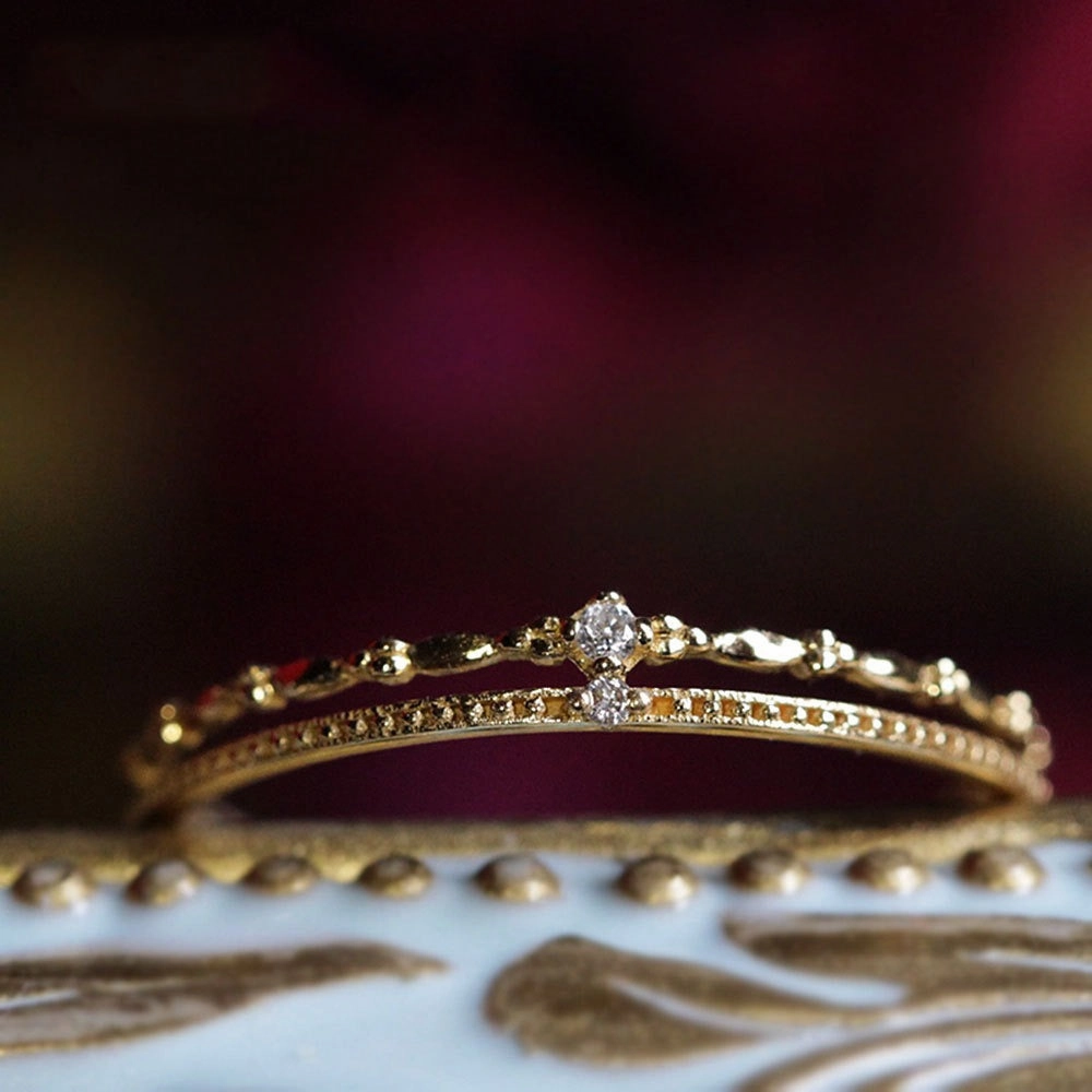Wholesale S925 Sterling Silver Crown Double Layer Vintage Diamond Ring