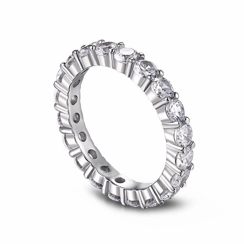 Wholesale s925 sterling silver full diamond 5A zircon silver ring