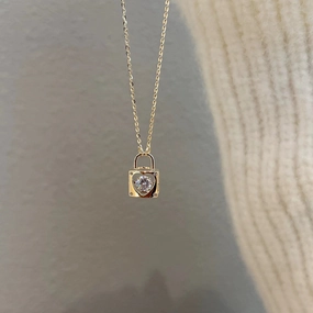 Wholesale S925 Sterling Silver Love Lock Necklace Clavicle Chain