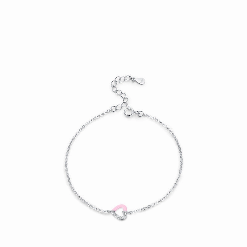 Wholesale S925 Sterling Silver Micro Pavement Stitching Heart Bracelet Earrings Set OLY-BT-MoD010