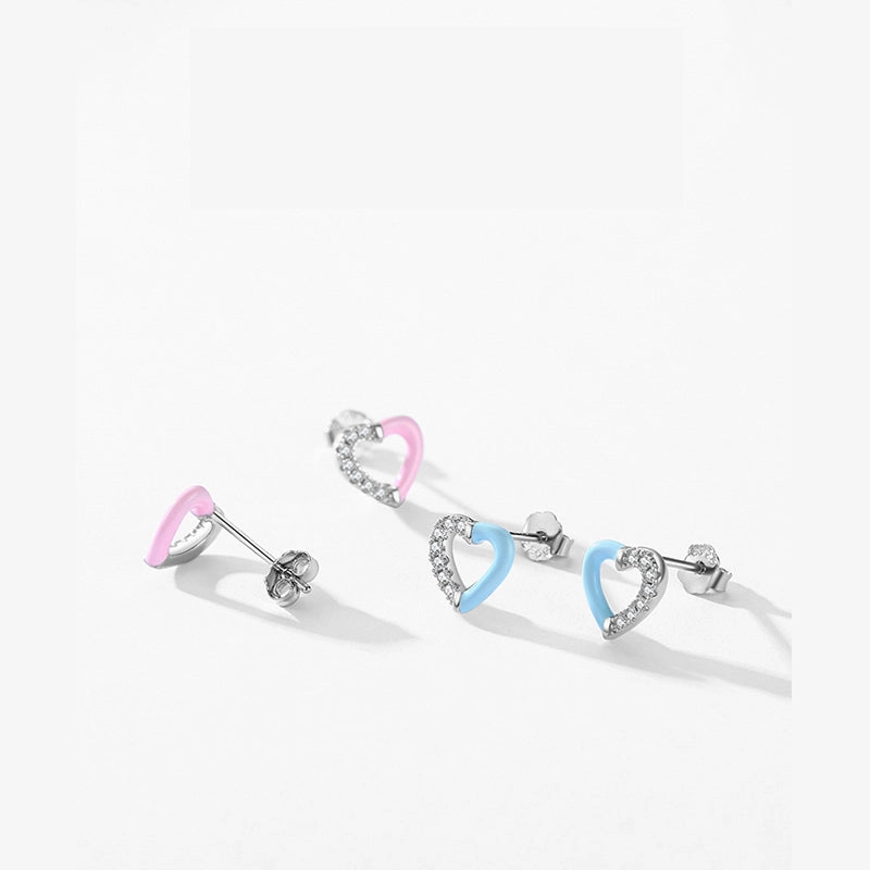 Wholesale S925 Sterling Silver Micro Pavement Stitching Heart Bracelet Earrings Set OLY-BT-MoD010