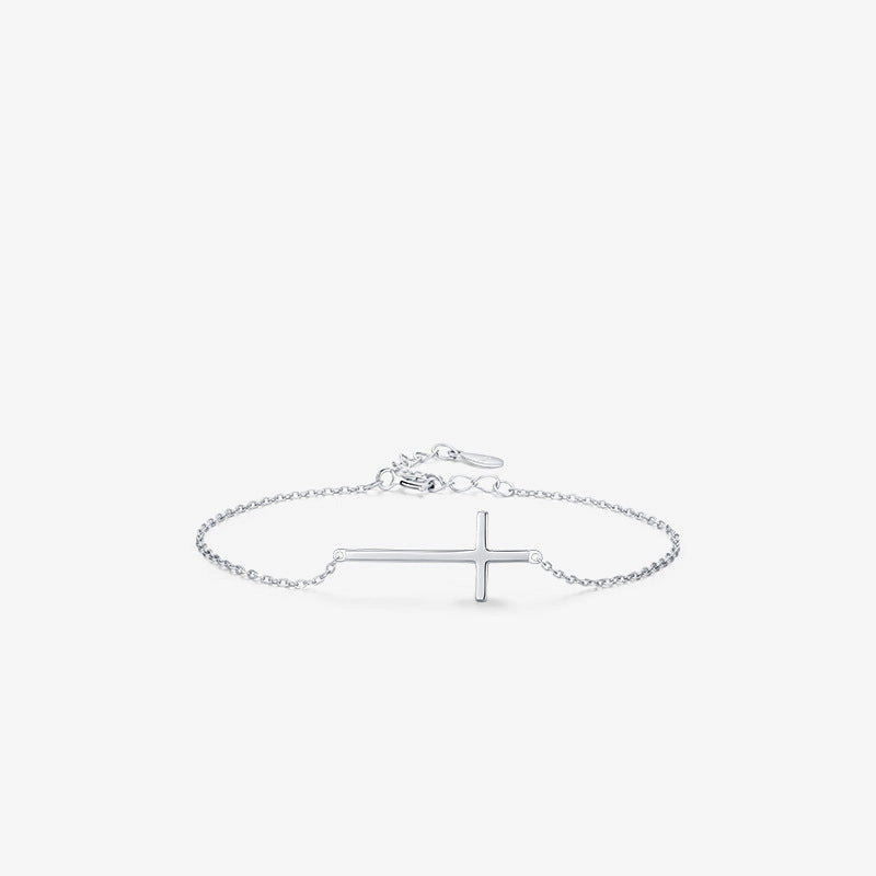 Wholesale S925 Sterling Silver Mirror Design Sense Cross Bracelet OLY-BT-MoD007