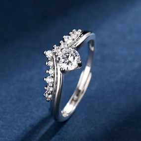 Wholesale S925 sterling silver platinum plated moissanite women's ring light luxury Princess Crown sweet Valentine's Day gift
