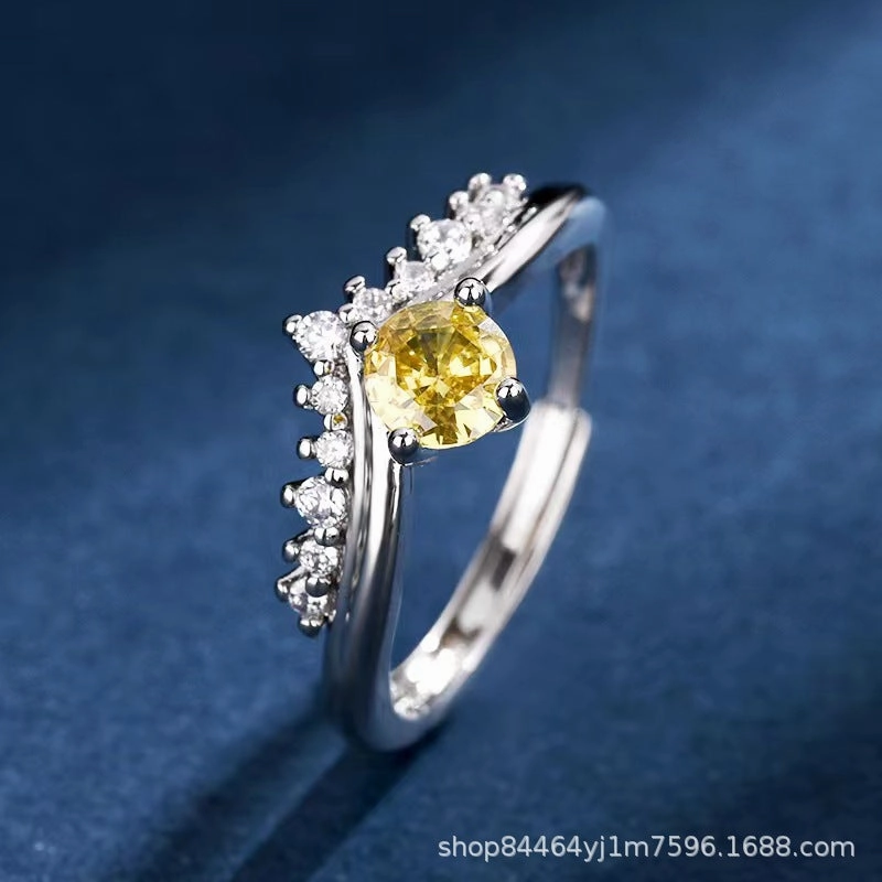 Wholesale S925 sterling silver platinum plated moissanite women's ring light luxury Princess Crown sweet Valentine's Day gift