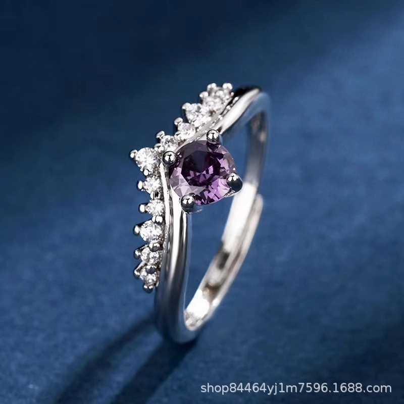 Wholesale S925 sterling silver platinum plated moissanite women's ring light luxury Princess Crown sweet Valentine's Day gift