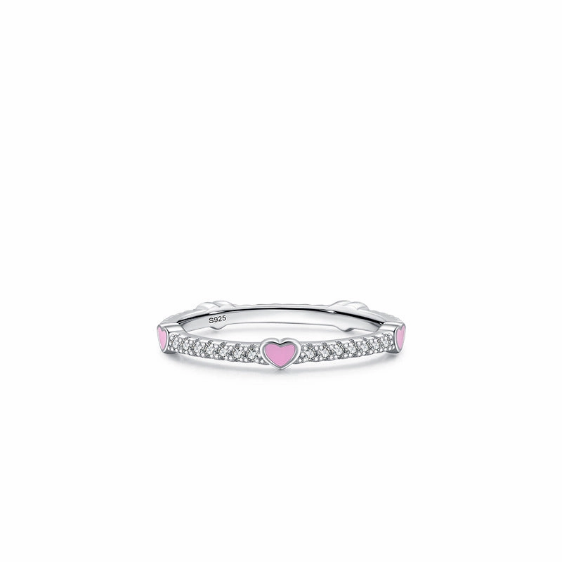 Wholesale S925 Sterling Silver Rainbow Heart Diamond Ring Bracelet OLY-BT-MoD002