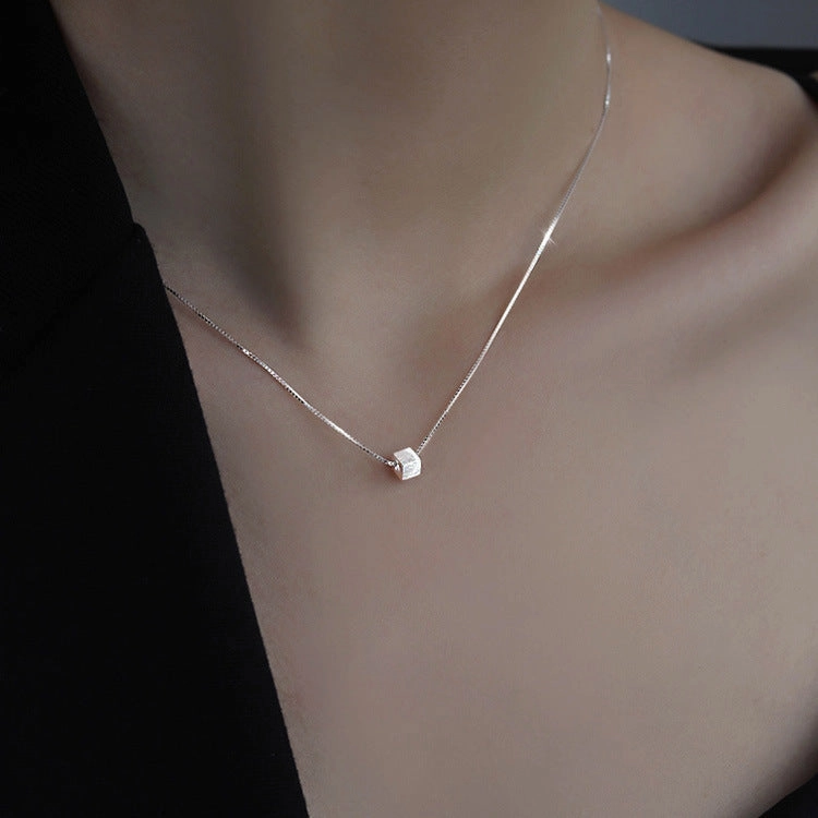 Wholesale s925 sterling silver small sugar cube cold style clavicle chain