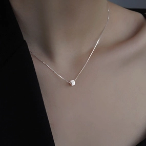 Wholesale s925 sterling silver small sugar cube cold style clavicle chain