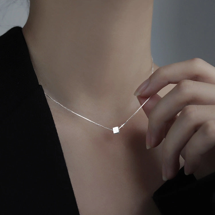 Wholesale s925 sterling silver small sugar cube cold style clavicle chain