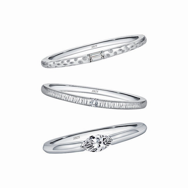 Wholesale S925 Sterling Silver Tinfoil Irregular Cross-line Textured Ring