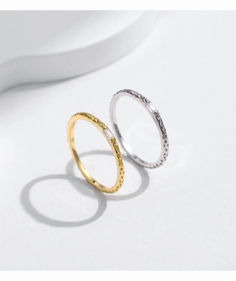 Wholesale S925 Sterling Silver Tinfoil Irregular Cross-line Textured Ring
