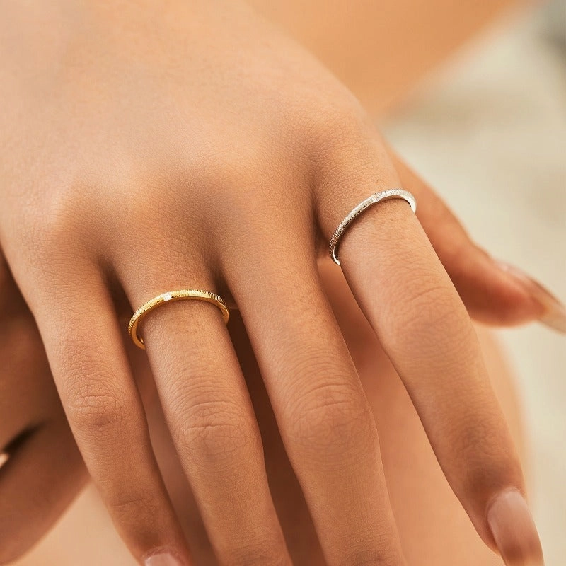 Wholesale S925 Sterling Silver Tinfoil Irregular Cross-line Textured Ring