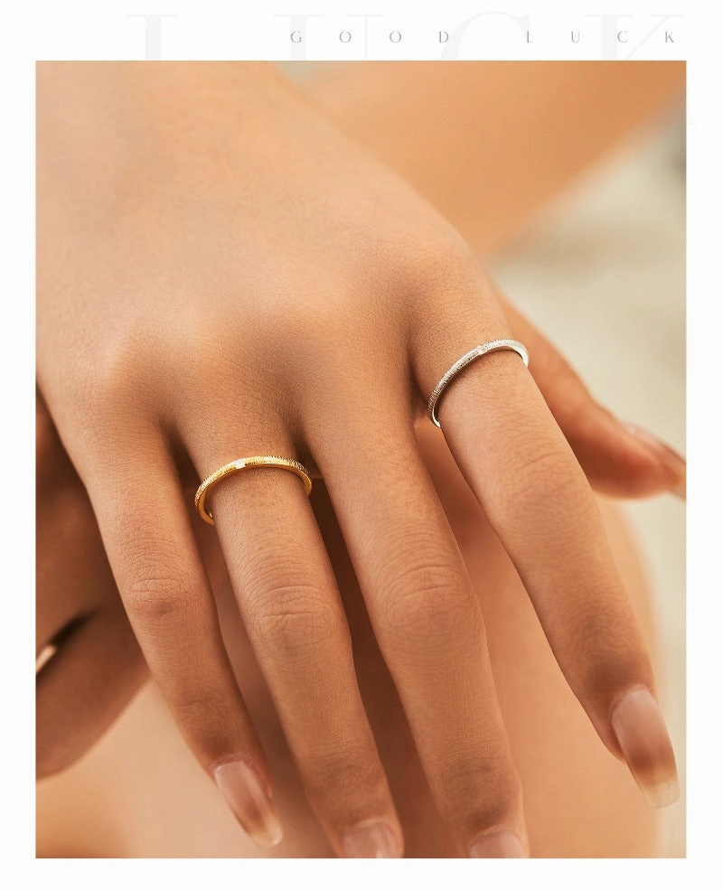 Wholesale S925 Sterling Silver Tinfoil Irregular Cross-line Textured Ring