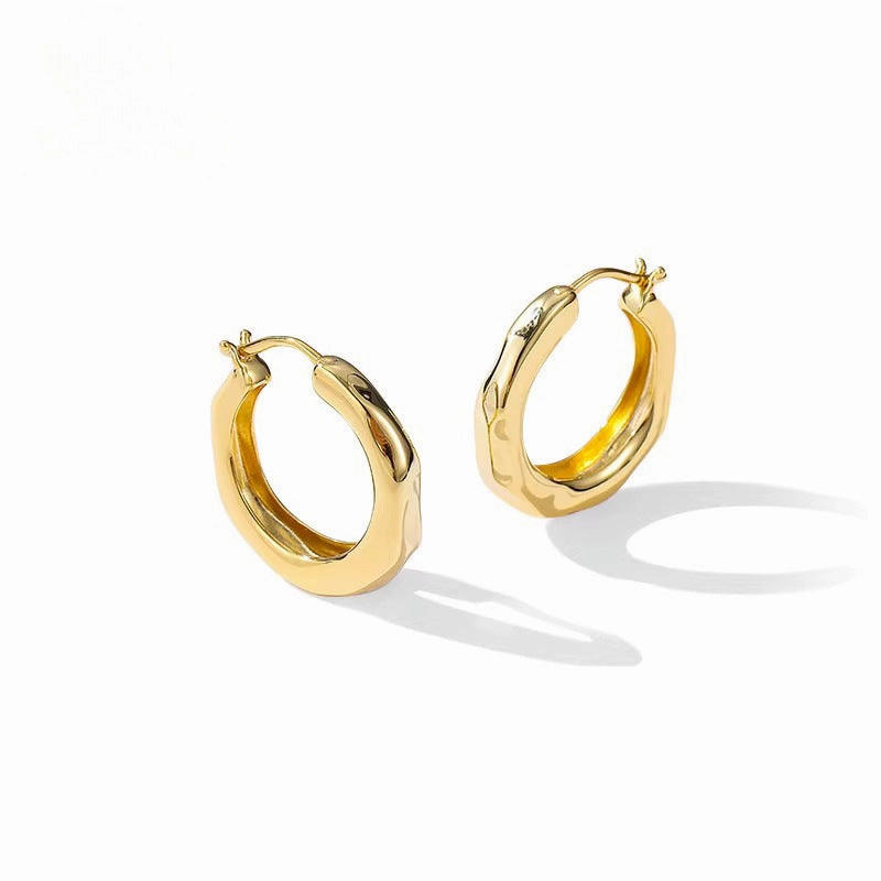 Wholesale s925 sterling silver vintage flowing hoop earrings