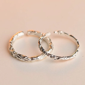 Wholesale S925 sterling silver wooden and branch couple ring niche design student male and female couple ring bracelet Valentine's Day gift