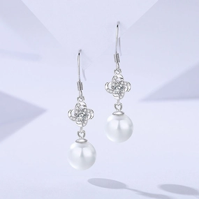 Wholesale S999 sterling silver four-leaf clover earrings