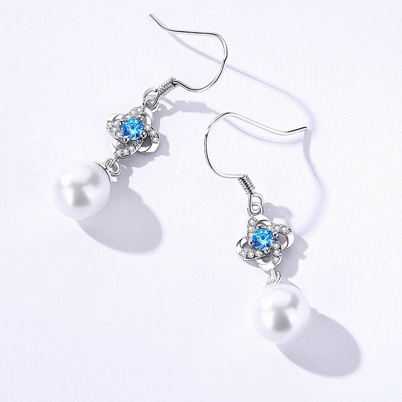 Wholesale S999 sterling silver four-leaf clover earrings