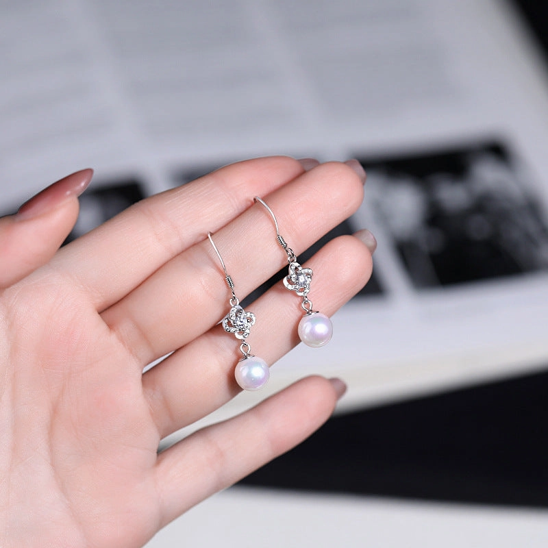 Wholesale S999 sterling silver four-leaf clover earrings