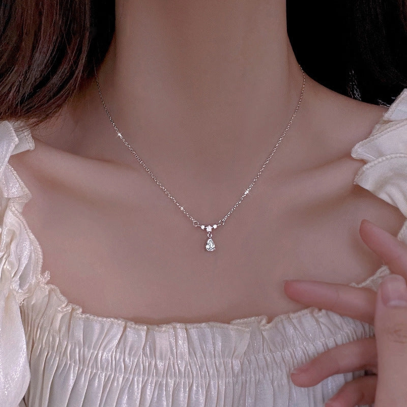 Wholesale s999 sterling silver water drop clavicle necklace