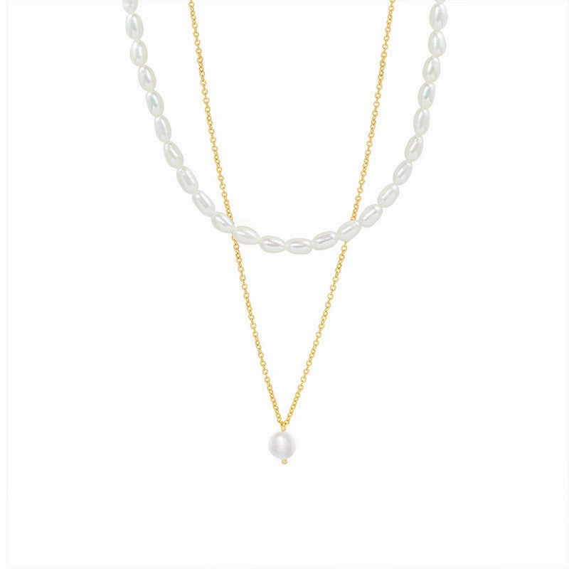 Wholesale Sales of Titanium Steel 18k Gold Freshwater Pearl Necklaces
