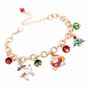 Wholesale Santa Claus Alloy Drip Oil Bracelet