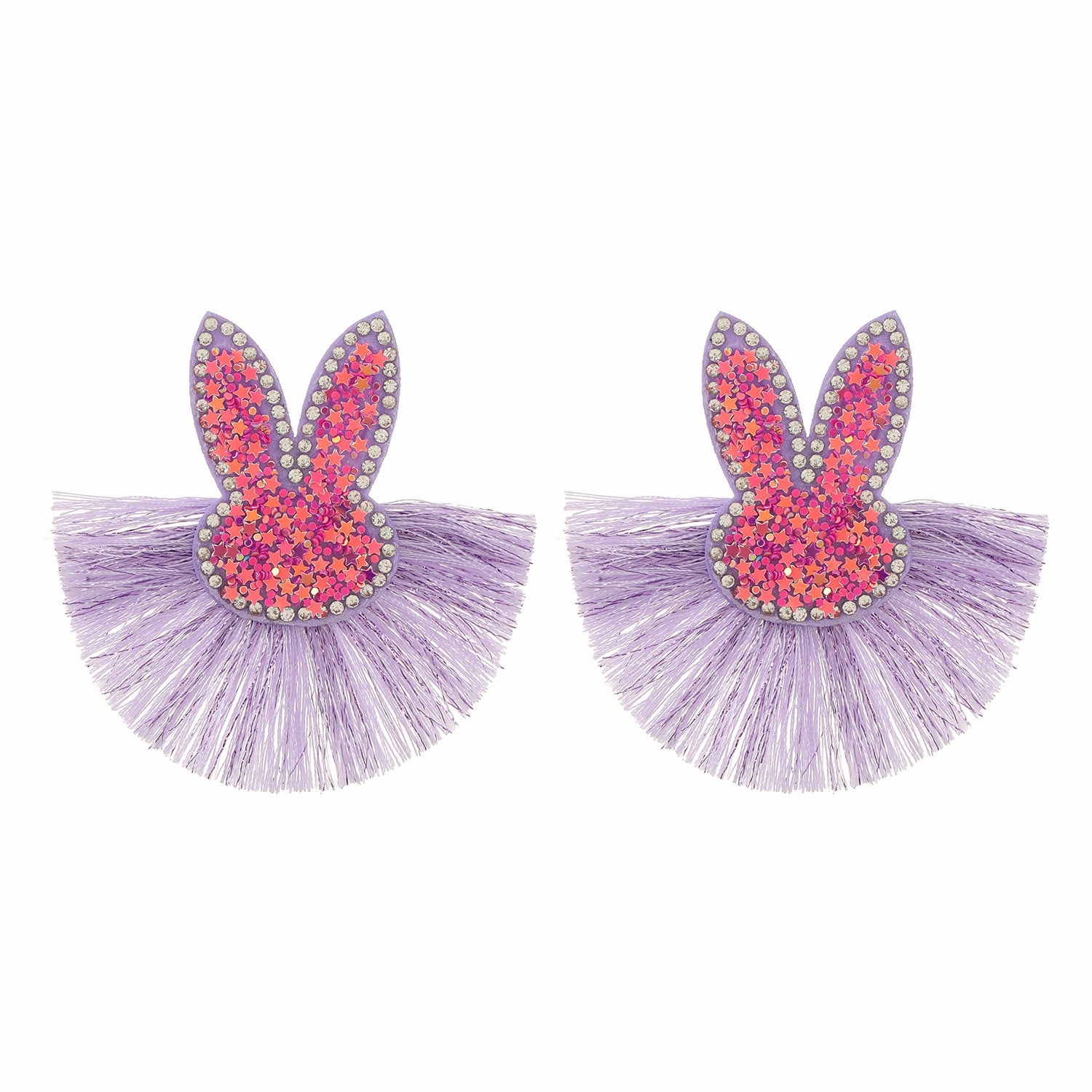 Wholesale Scalloped Tassel Colorful Rabbit Earrings