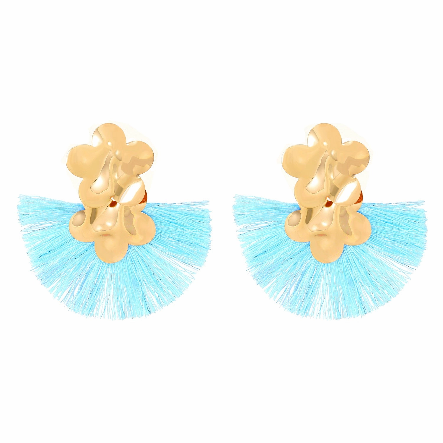 Wholesale Scalloped Tassel Vintage Alloy Flower Exaggerated Earrings