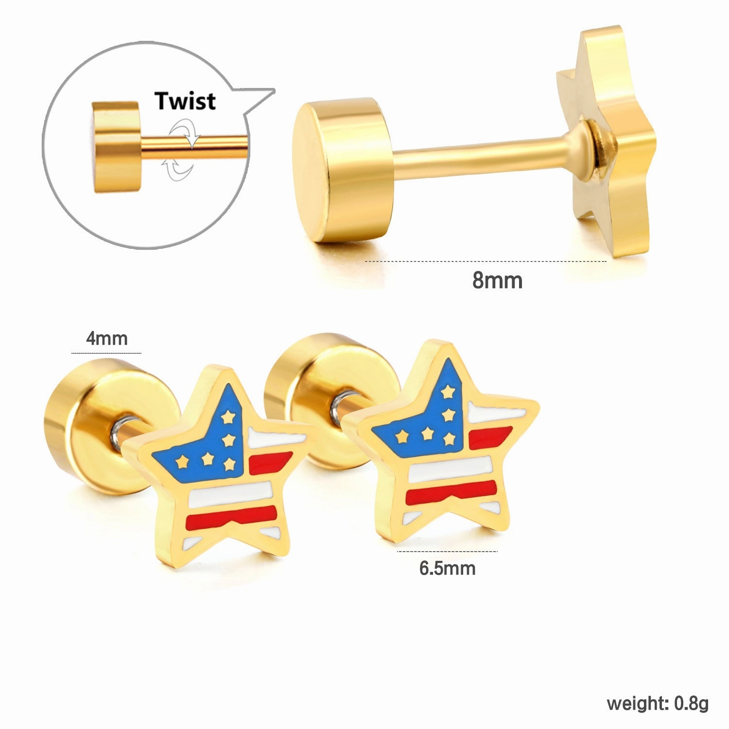 Wholesale Screw Plug Cute Rabbit Bow Rainbow Ice Cream Stainless Steel Girls Earrings