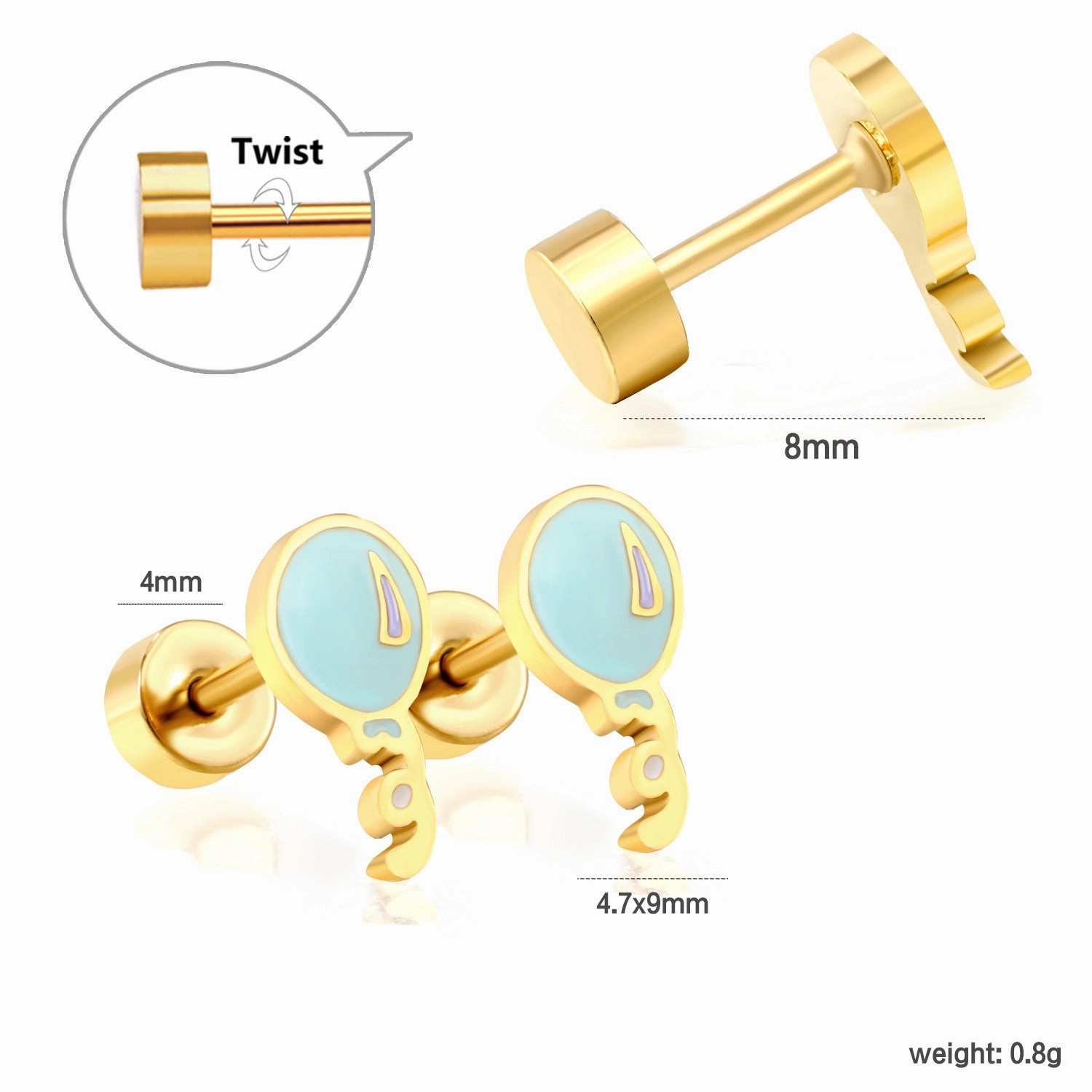 Wholesale Screw Plug Cute Rabbit Bow Rainbow Ice Cream Stainless Steel Girls Earrings