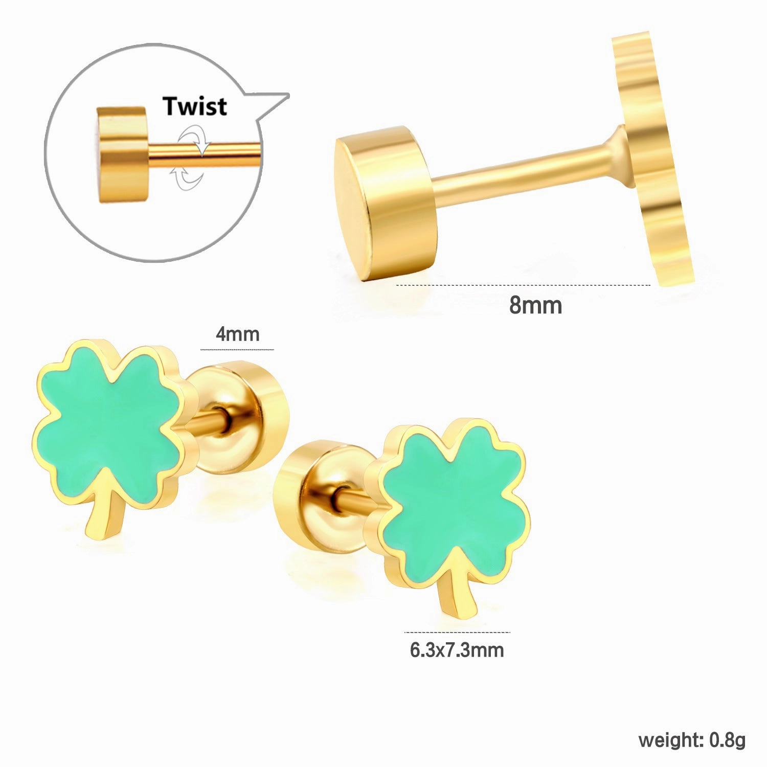 Wholesale Screw Plug Cute Rabbit Bow Rainbow Ice Cream Stainless Steel Girls Earrings