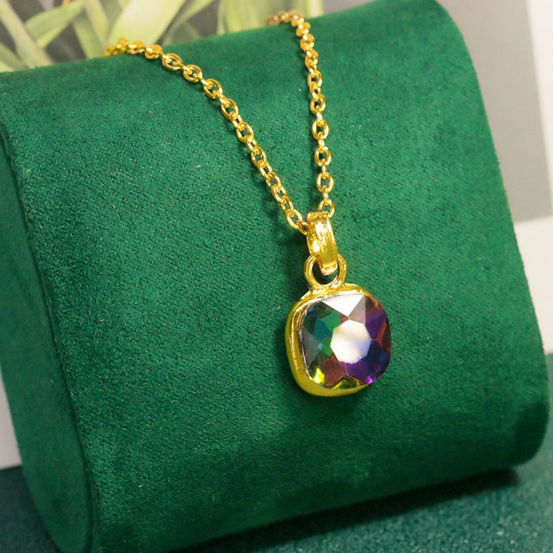 Wholesale Seven Colored Square Diamond Alloy Earrings Jewelry Set