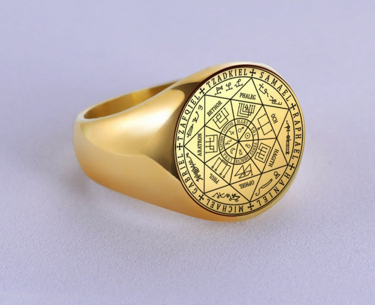 Wholesale Seven-pointed star titanium steel men's ring star ring