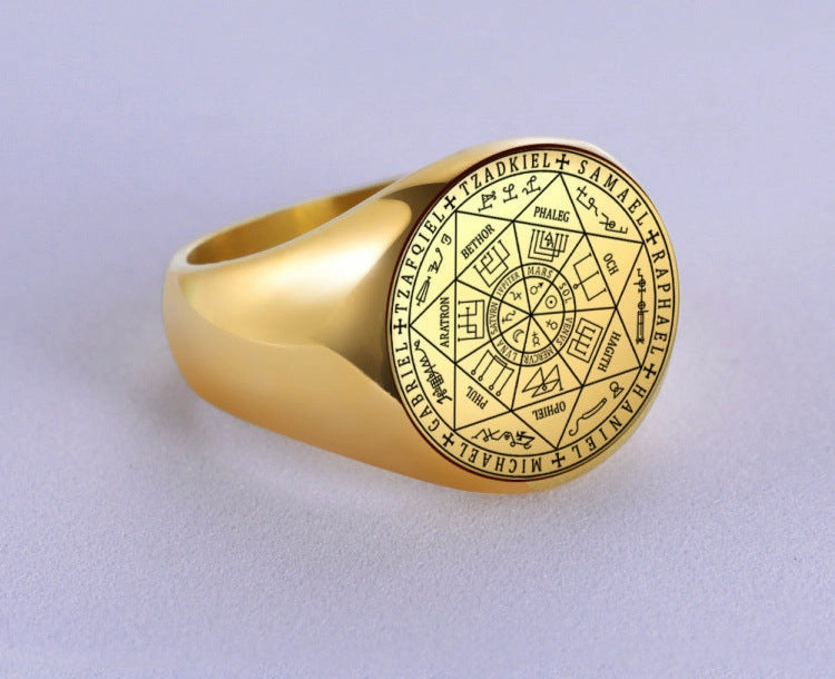 Wholesale Seven-pointed star titanium steel men's ring star ring
