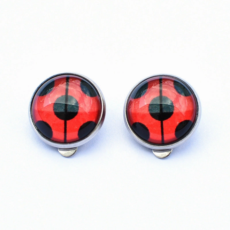 Wholesale Seven-spotted ladybug polka dot girl stainless steel ear clip