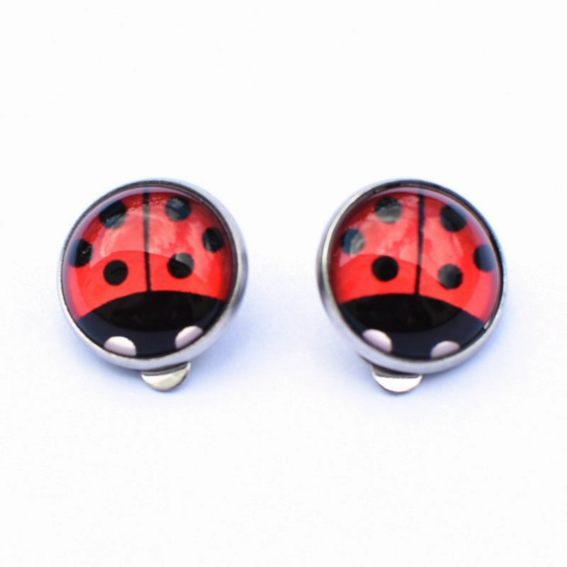 Wholesale Seven-spotted ladybug polka dot girl stainless steel ear clip