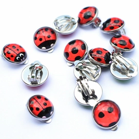 Wholesale Seven-spotted ladybug polka dot girl stainless steel ear clip